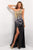 Blush - Sparkling One Shoulder Long Dress with Slit 9528 in Silver and Black