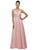 Sophisticated Ruched V-Neck Chiffon A-line Dress in Pink