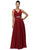 Sophisticated Ruched V-Neck Chiffon A-line Dress in Red