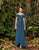 Alexander by Daymor - 953 Faux Wrap Beaded Obi-Belt Sheath Gown In Blue and Green