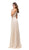 Dancing Queen - 9548 Jeweled Illusion Halter Chiffon Prom Dress In Nude