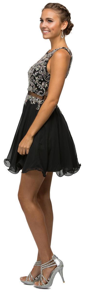 Dancing Queen - 9550 Two-Piece Short A-Line Dress in Black