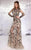 MNM Couture - 9556W Winding Embellished Evening Dress in Black and Neutral