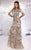 MNM Couture - 9556 Beaded Illusion Jewel Sheath Dress in Neutral and Gray