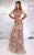 MNM Couture - 9556 Beaded Illusion Jewel Sheath Dress in Neutral and Red