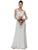 Long Sleeve Beaded Lace Applique Evening Gown In White
