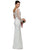 Long Sleeve Beaded Lace Applique Evening Gown In White