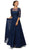 Dancing Queen - 9559 Gorgeous 3/4 Sleeve Sheer Long Prom Dress in Blue