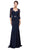 Dancing Queen - 9573 Sheer Sleeves Majestic Lacy Bodice Long Formal Dress in Blue