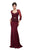 Dancing Queen - 9573 Sheer Sleeves Majestic Lacy Bodice Long Formal Dress in Red