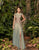 Alexander by Daymor - 957 Beaded Bateau A-Line Dress In Blue and Green