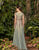 Alexander by Daymor - 957 Beaded Bateau A-Line Dress In Blue and Green