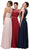 Dancing Queen - 9580 Jeweled Illusion Ruched Chiffon Prom Dress In Pink Red And Blue