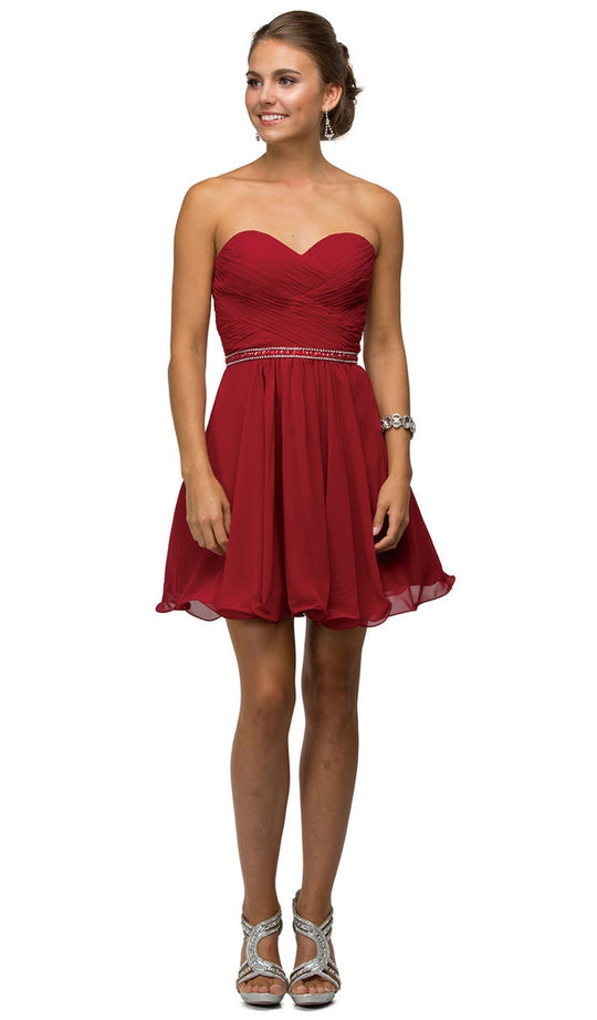 Crisscross Ruching on Sweetheart A-Line Short Party Dress - ADASA