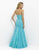 Blush - Embroided Floral Strapless Mermaid Gown 9582 In Blue