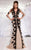 MNM Couture - 9582W Lace Applique Embellished Mermaid Gown In Neutral and Black