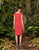 Alexander by Daymor - 958 Knee Length Cap Sleeve Beaded Cascade Dress In Red