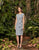 Alexander by Daymor - 958 Knee Length Cap Sleeve Beaded Cascade Dress In Silver and Gray