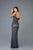 Scala - 48961 Sequined Scoop Sheath Dress With Slit In Blue and Nude