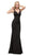 Dancing Queen - 9609 V-Neck Wide Waistband  Evening Dress in Black