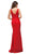Dancing Queen - 9609 V-Neck Wide Waistband  Evening Dress in Red