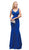 Dancing Queen - 9627 V-Neck Side Cut-Out Floor Length Prom Dress
