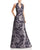 Aidan Mattox - MD1E200784 Sleeveless Metallic Floral Print Gown in Black and Silver