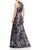 Aidan Mattox Metallic Floral Print V-Neck Gown MD1E200784 In Twilight