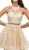 Dancing Queen - 9631 Appliqued Illusion High Neck Two-Piece Cocktail Dress In Nude