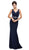 Dancing Queen - 9633 V-Neck Embellished Waist Evening Dress