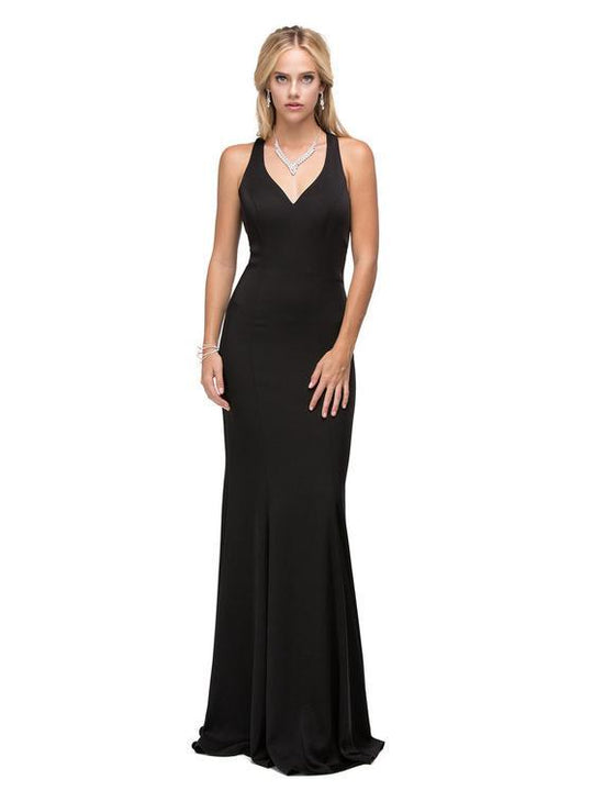 Dancing Queen - V-Neck Racer Back Sheath Dress in Black