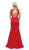 Dancing Queen - 9638 Open Back Trumpet Silhouette Evening Dress in Red