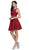 Dancing Queen - 9659 Illusion Lace Bodice Cocktail Dress in Red