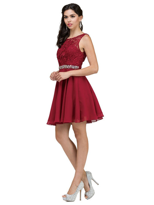 Dancing Queen - Illusion Lace Bodice Dress 9659 in Red
