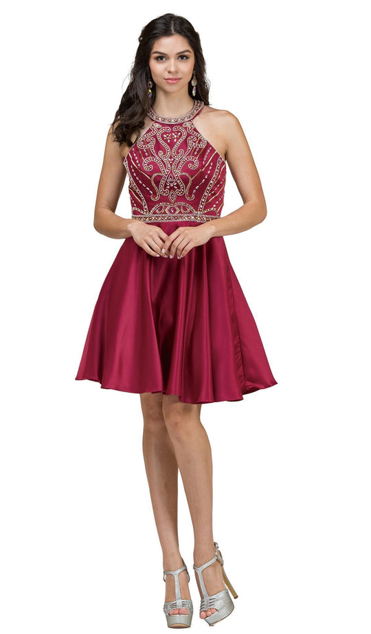 Dancing Queen - 9663 Rhinestone Embellished Bodice Homecoming Dress