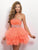 Blush - Sweetheart Ruffled Tulle Cocktail Dress 9664 In Orange
