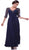 Cinderella Divine - 967 Sheer Quarter Length Sleeve Ruched A-line Dress in Blue