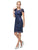 Dancing Queen - 9677 Lace Embroidered Scoop Neck Fitted Dress In Blue