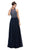 Dancing Queen - 9689 Jeweled High Illusion Long Chiffon A-Line Prom Dress in Blue