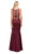 Dancing Queen - 9699 Glamour Embellished Sheer Back Long Mermaid Prom Dress in Red