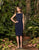 Alexander by Daymor - 969 Metallic Beaded Insert Sheath Dress In Blue