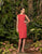 Alexander by Daymor - 969 Metallic Beaded Insert Sheath Dress In Red