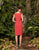 Alexander by Daymor - 969 Metallic Beaded Insert Sheath Dress In Red