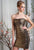 Terani Couture - C1330 Semi-sweetheart Sheath Dress in Black and Gold