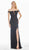Ashley Lauren - 1562 Beaded Off-Shoulder Gown with Slit In Black