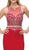 Dancing Queen - 9700 Mock Two-Piece Embellished Bodice Prom Gown in Red