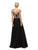 Off-the-Shoulder Long Prom Dress with Lace Applique in Black