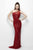 Primavera Couture - One Shoulder Sequined Cutouts Gown in Red