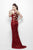 Primavera Couture - One Shoulder Sequined Cutouts Gown in Red