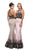Black Contrast Appliqued Sheath Evening Gown - ADASA